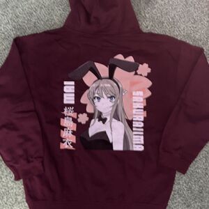 Bunny Girl Senpai - Mai Sakurajima Maroon Hoodie - L